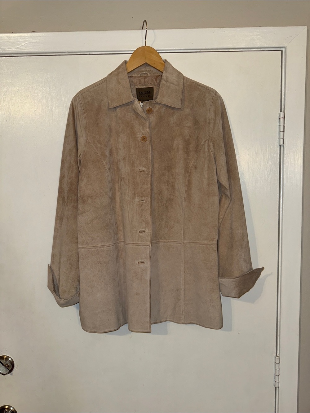 Women's Taupe Suede Button-Front Jacket
